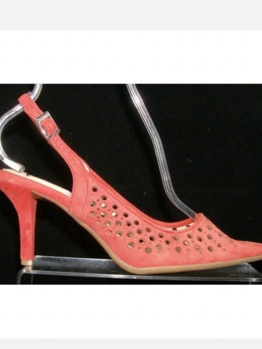 Calvin Klein Damaris Summer Coral Suede Slingback Heels
